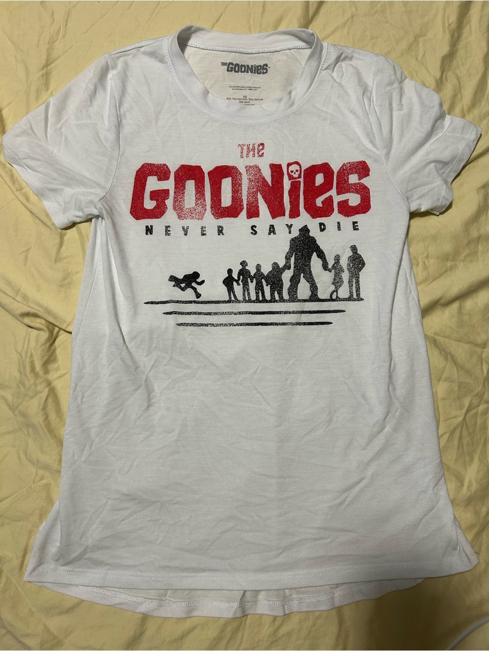 The Goonies Graphic Tee in White with Red and Black Print